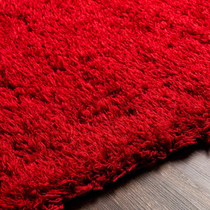 Siari Solid Red Shag Area Rug - Clearance