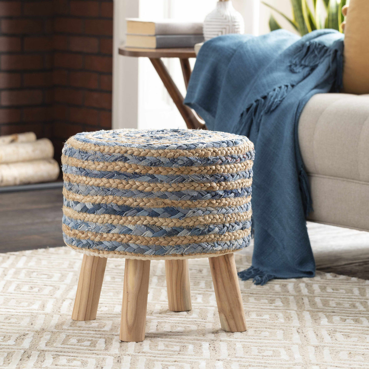 Hoogstraten Navy Ottoman