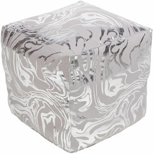 Karlstetten Metallic Silver Pouf