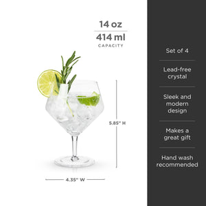 Raye Angled Crystal Gin & Tonic Glasses Set of 4