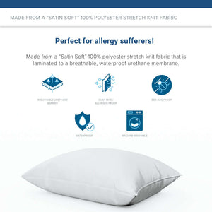Bargoose CleanAir® Allergy Relief Pillow Protector - Zippered Pillow Encasement For Dust Mites, Sweat, Spills