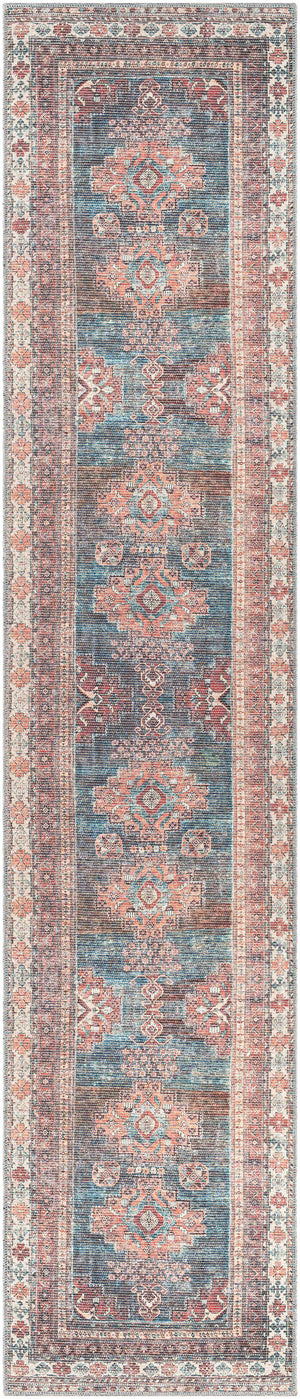Baltinglass Rust & Blue Washable Area Rug