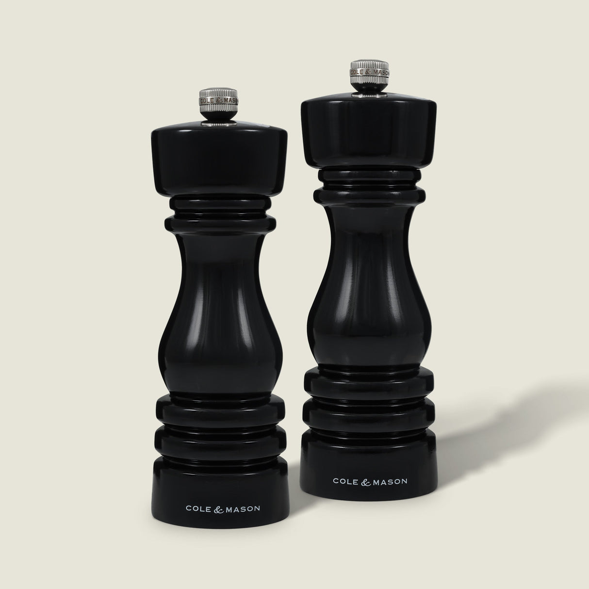Cole & Mason London Black Gloss Salt & Pepper Mills 7"
