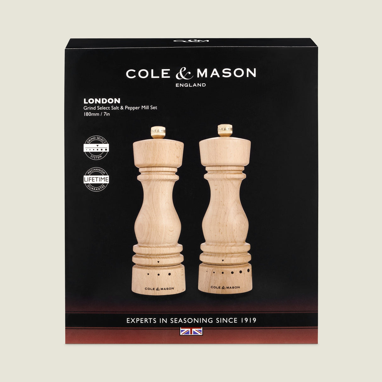 Cole & Mason London Natural Beech Salt & Pepper Mills