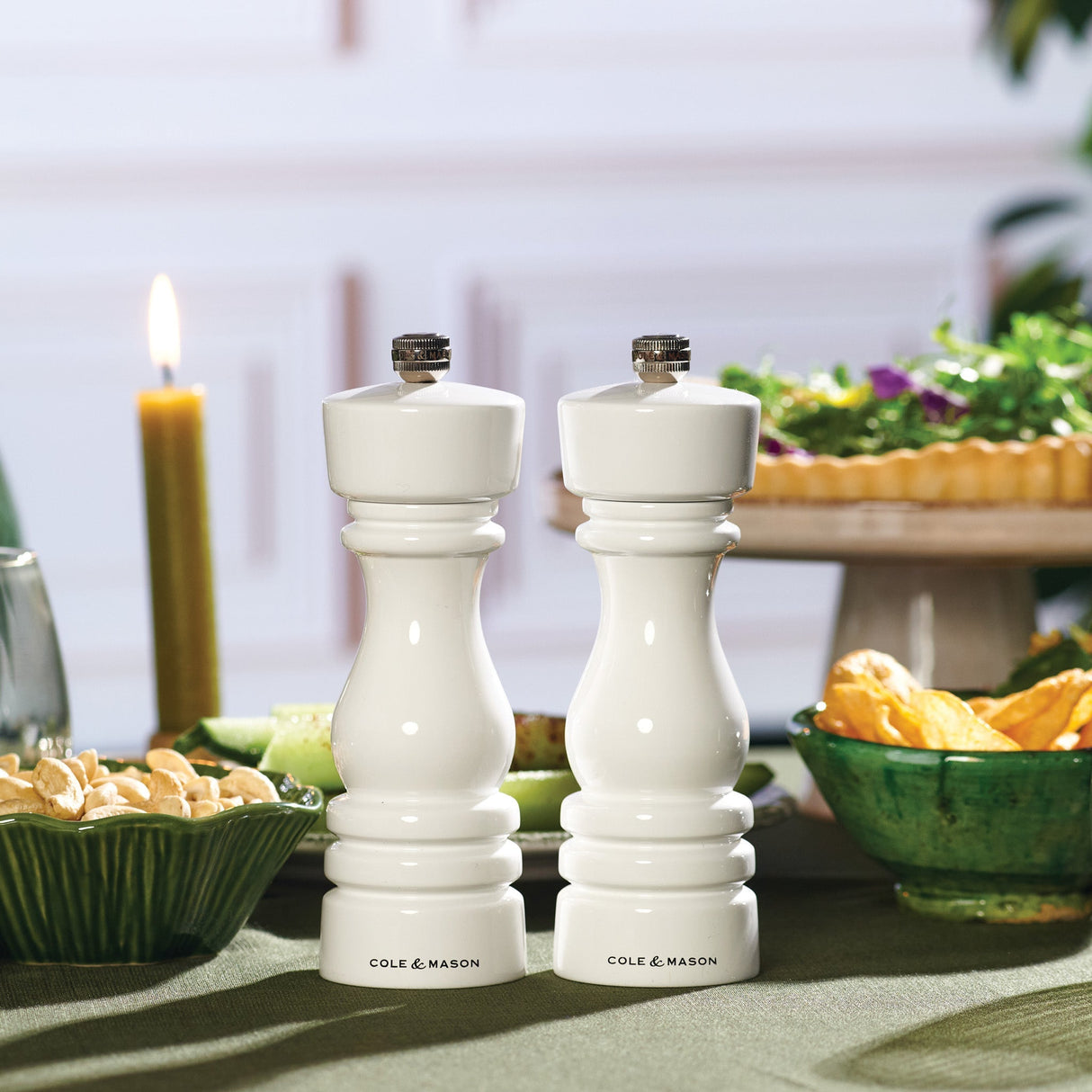 Cole & Mason London White Gloss Salt & Pepper Mills 7"