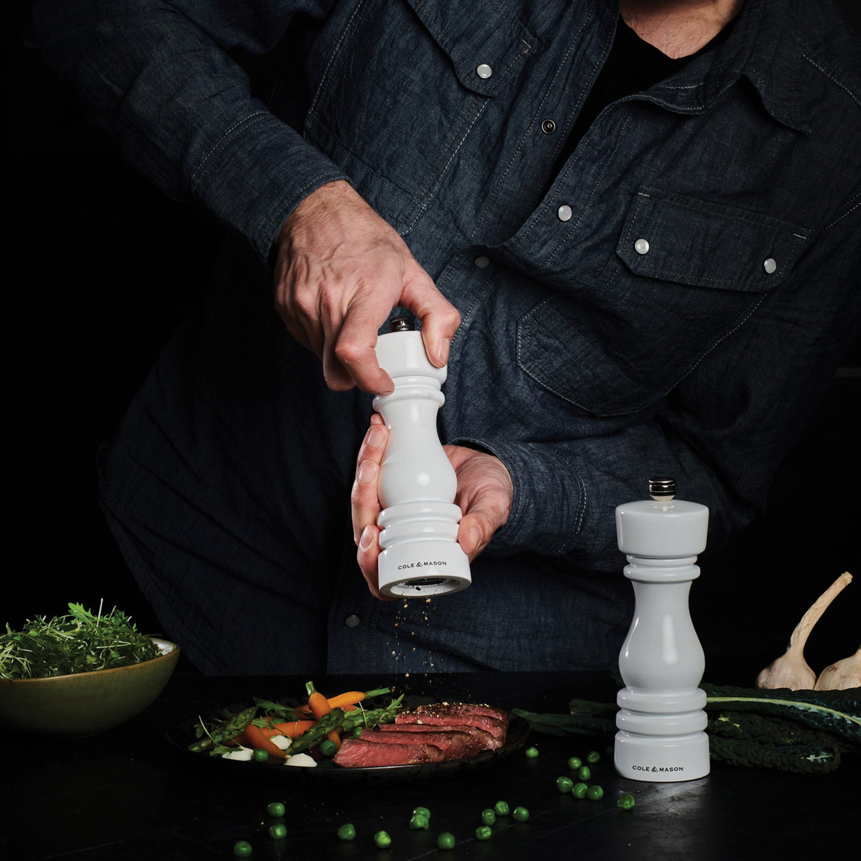 Cole & Mason London White Gloss Salt & Pepper Mills 7"