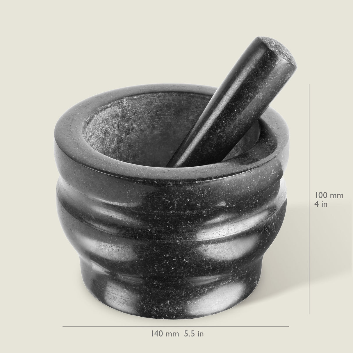Cole & Mason Worcester Black Granite Pestle & Mortar 5" - 8lb