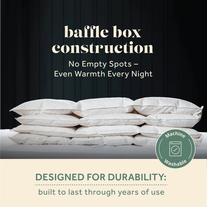 European Goose Down White Comforter - Egyptian Cotton Cover, With Corner Tabs- Made in the USA