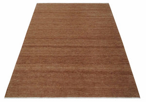 Contemporary Solid Brick Red Hand knotted Custom Made wool Area Rug