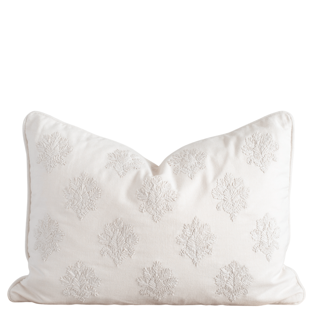 Arden Embroidered Pillow Cover | Natural | Lumbar