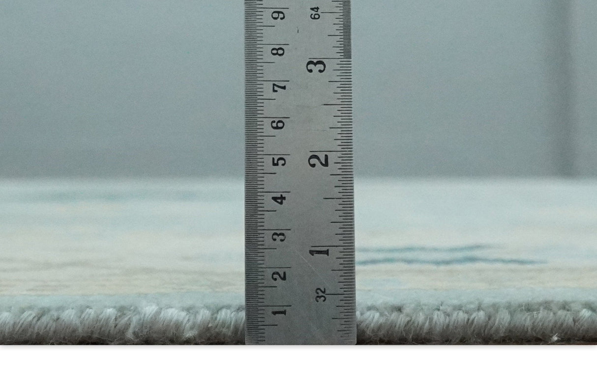 Custom Made Aqua, Ivory and Beige Hand knotted Oriental Oushak wool Area Rug