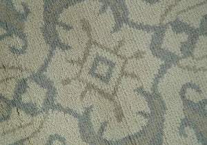 Custom Made Beige and Charcoal Traditional Heriz Medallion Hand Knotted wool Area Rug