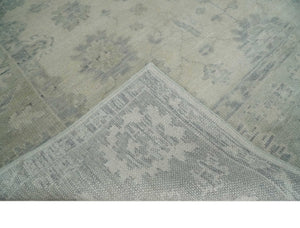 Custom Made Beige and Light Green Hand knotted Traditional Oushak Multi Size wool Area Rug