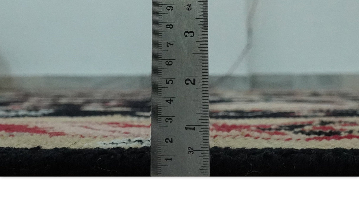 Custom Made Black, Rust, and Olive Traditional Oriental Hand Knotted Wool Area Rug