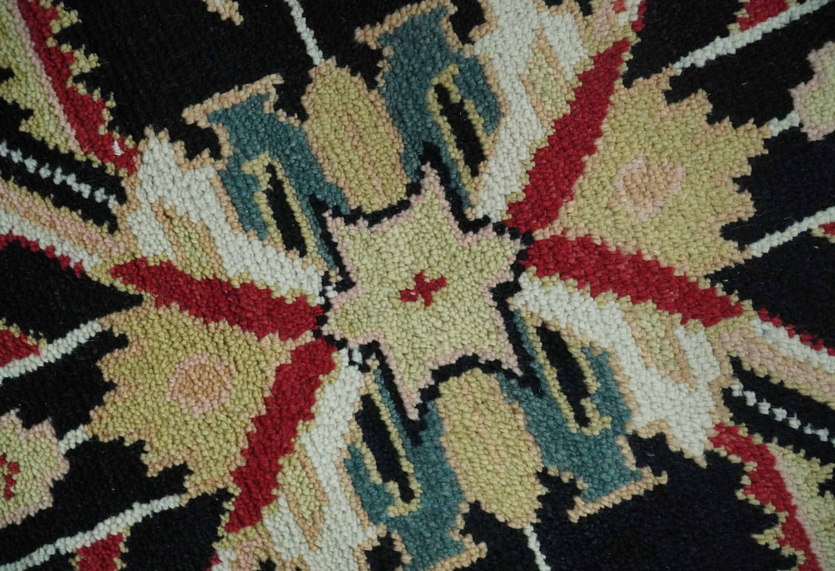 Custom Made Black, Rust, and Olive Traditional Oriental Hand Knotted Wool Area Rug