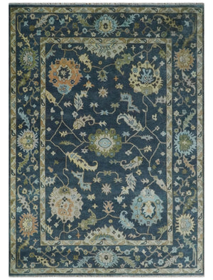 Custom Made Blue, Beige and Green Multi size Hand knotted Traditional Oushak Wool Area Rug