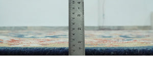 Custom Made Brown, Blue, Ivory and Olive Hand knotted Traditional Heriz Medallion Wool Area Rug