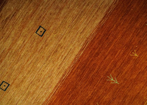 Custom Made Gabbeh Blue, Brown and Gold Stripes Design Wool Rug