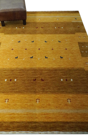 Custom Made Gold Tribal Gabbeh wool Area Rug