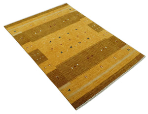 Custom Made Gold Tribal Gabbeh wool Area Rug