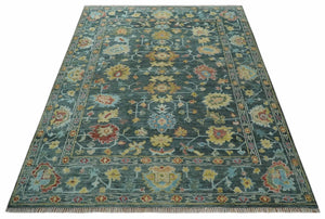 Custom Made Gray and Beige Hand knotted Traditional Oushak Multi Size wool Area Rug