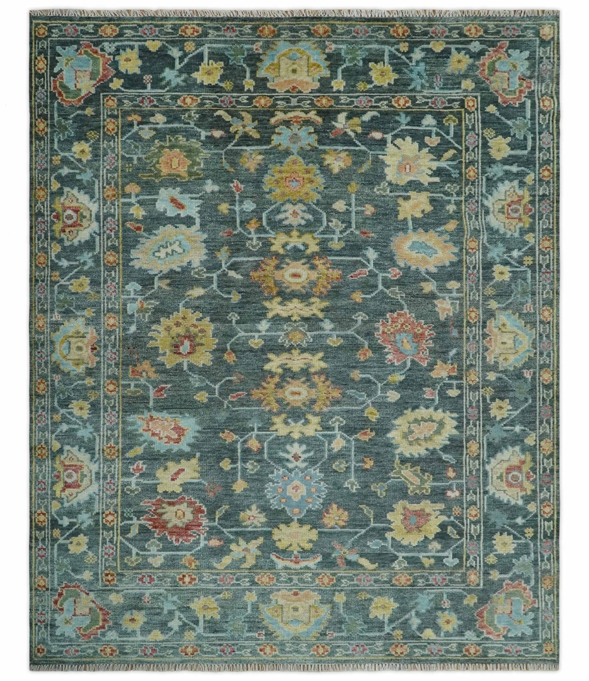 Custom Made Gray and Beige Hand knotted Traditional Oushak Multi Size wool Area Rug