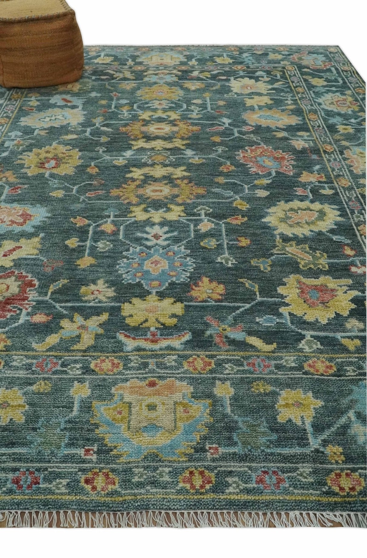 Custom Made Gray and Beige Hand knotted Traditional Oushak Multi Size wool Area Rug