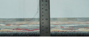 Custom Made Gray, Rust and Peach Traditional Medallion Mamluk Design wool Rug