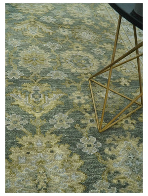 Custom Made Gray, Silver and Olive Hand knotted Traditional Oushak Wool Area Rug