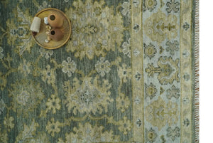 Custom Made Gray, Silver and Olive Hand knotted Traditional Oushak Wool Area Rug