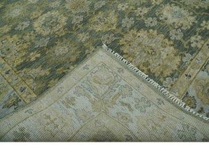 Custom Made Gray, Silver and Olive Hand knotted Traditional Oushak Wool Area Rug