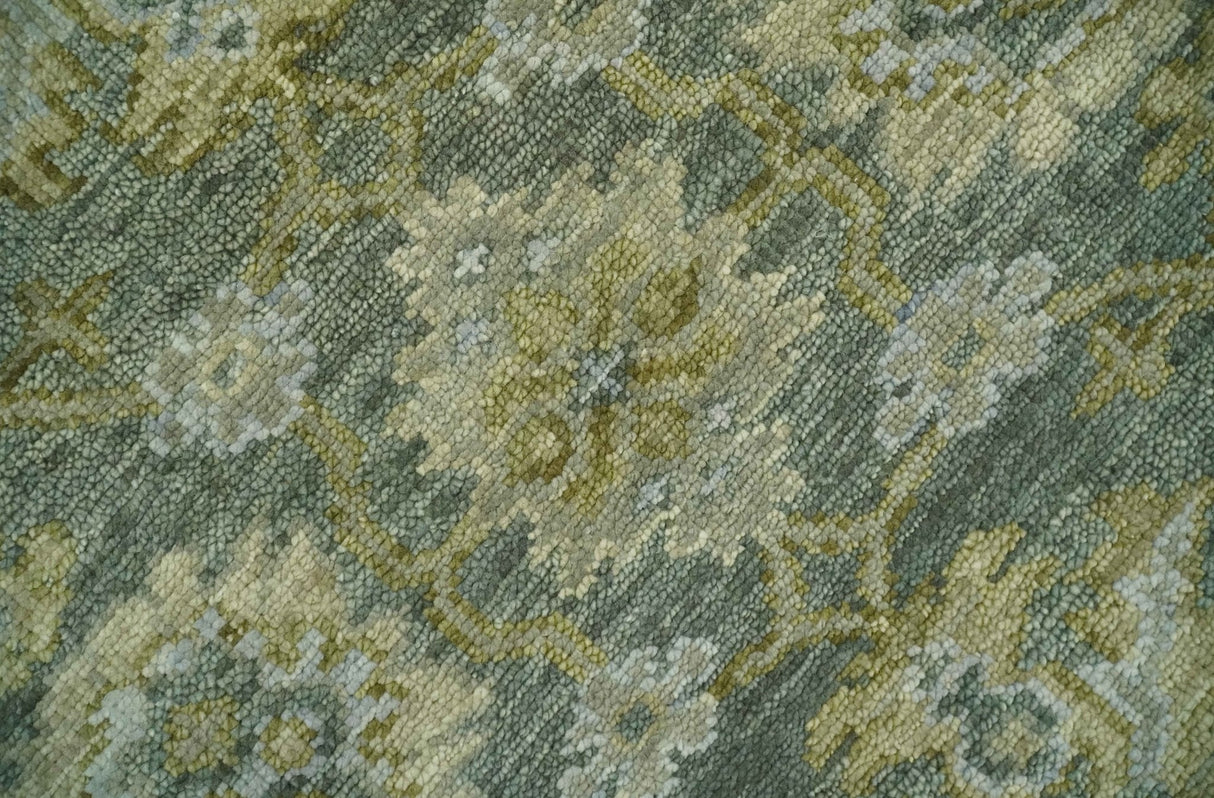 Custom Made Gray, Silver and Olive Hand knotted Traditional Oushak Wool Area Rug