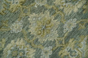 Custom Made Gray, Silver and Olive Hand knotted Traditional Oushak Wool Area Rug