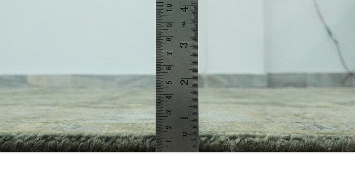 Custom Made Gray, Silver and Olive Hand knotted Traditional Oushak Wool Area Rug