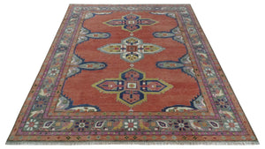 Custom Made Hand Knotted Dark Peach and Silver Traditional Wool Rug