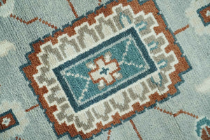 Custom Made Hand Knotted Silver, Teal, Ivory and Brown Traditional Oriental Oushak wool area Rug