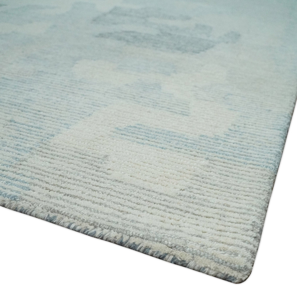 Custom Made Hand Tufted Ivory, Silver, Gray and Charcoal Modern Abstract Design Rug