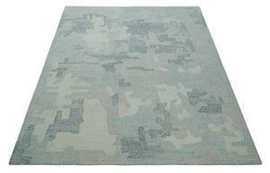 Custom Made Hand Tufted Ivory, Silver, Gray and Charcoal Modern Abstract Design Rug