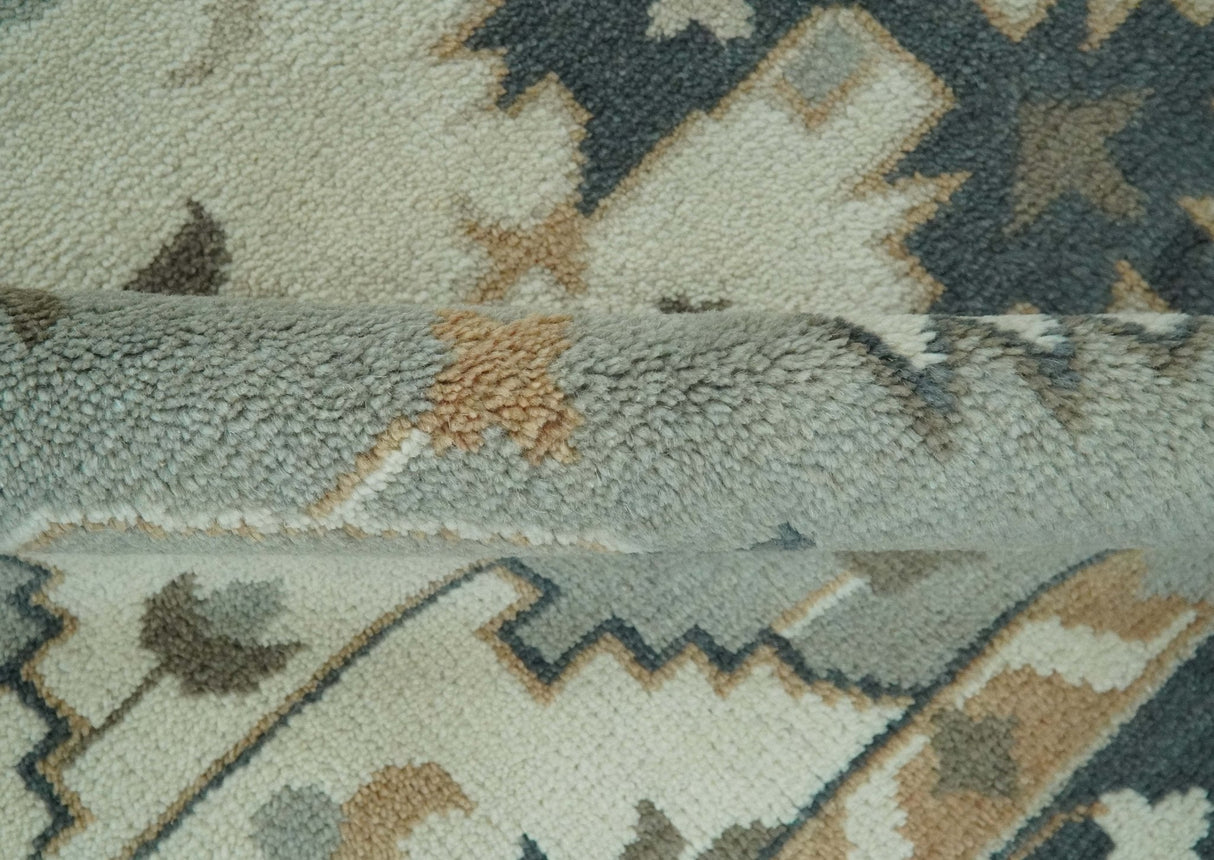 Custom Made Ivory, Gray, Camel and Charcoal Traditional Multi Size Wool Area Rug