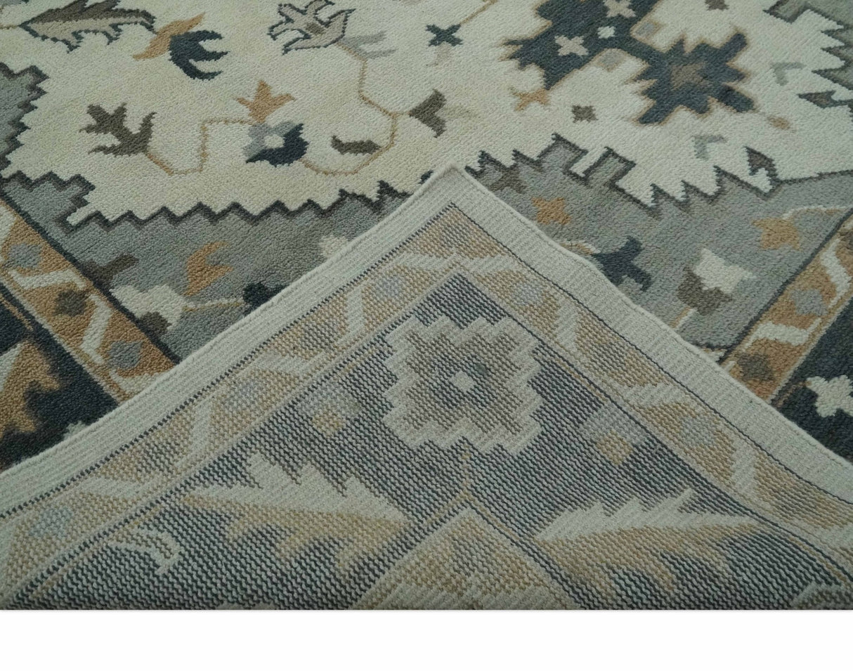 Custom Made Ivory, Gray, Camel and Charcoal Traditional Multi Size Wool Area Rug