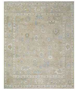 Custom Made Beige and Ivory Hand Knotted Traditional Oushak Wool Area Rug