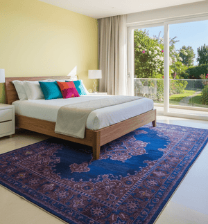 Custom Made Purple Traditional Floral Design Hand Tufted Overdyed Wool Area Rug