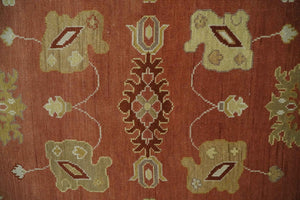 Custom Made Rust, Ivory and Beige Hand Knotted Traditional Oushak Multi Size Wool Area Rug