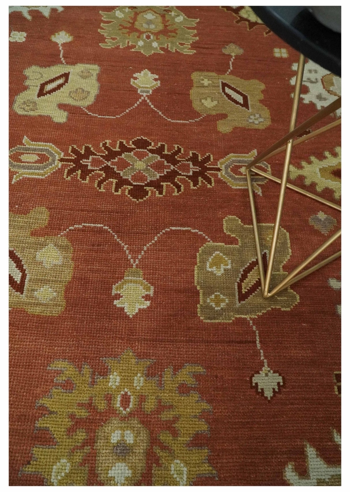 Custom Made Rust, Ivory and Beige Hand Knotted Traditional Oushak Multi Size Wool Area Rug