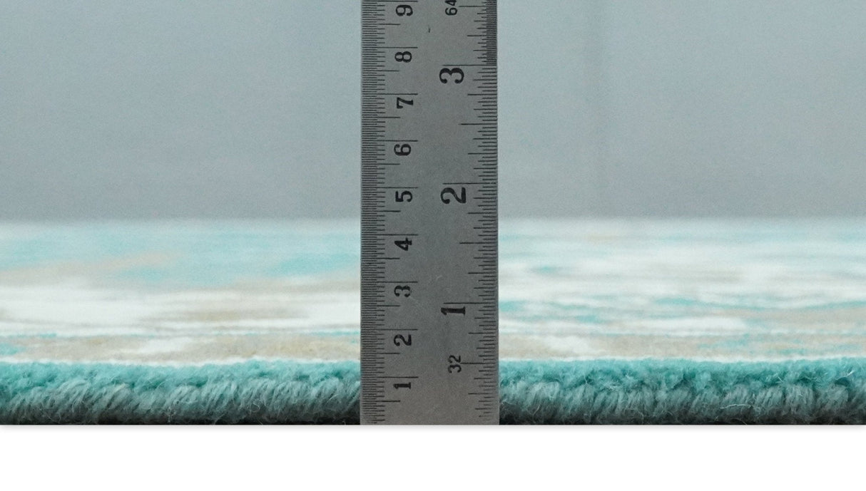 Custom Made Teal and Ivory Hand knotted Oriental Oushak Multi Size wool Area Rug