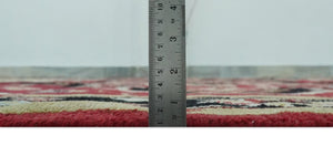 Custom Made Traditional Heriz Maroon, Olive and Black Floral Hand Knotted wool Rug