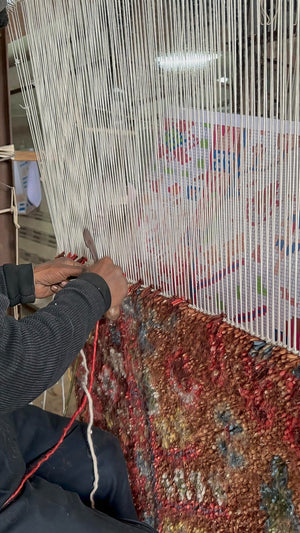 Custom made Tree of Life Brown and Rust Hand Knotted Traditional Oushak Wool Rug