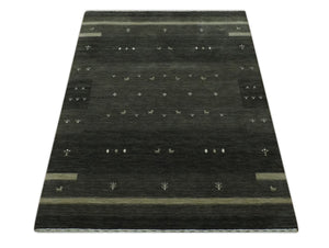 Custom Made Tribal Gabbeh Dark Green wool Area Rug