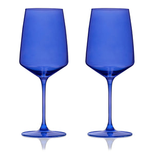 Reserve Nouveau Crystal Wine Glasses in Cobalt Set of 2