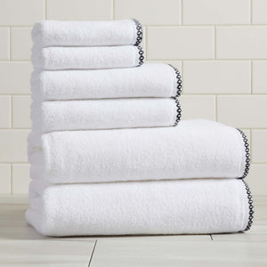 Cotton Border-Stitched 6-Piece Towel Set - Valery Collection